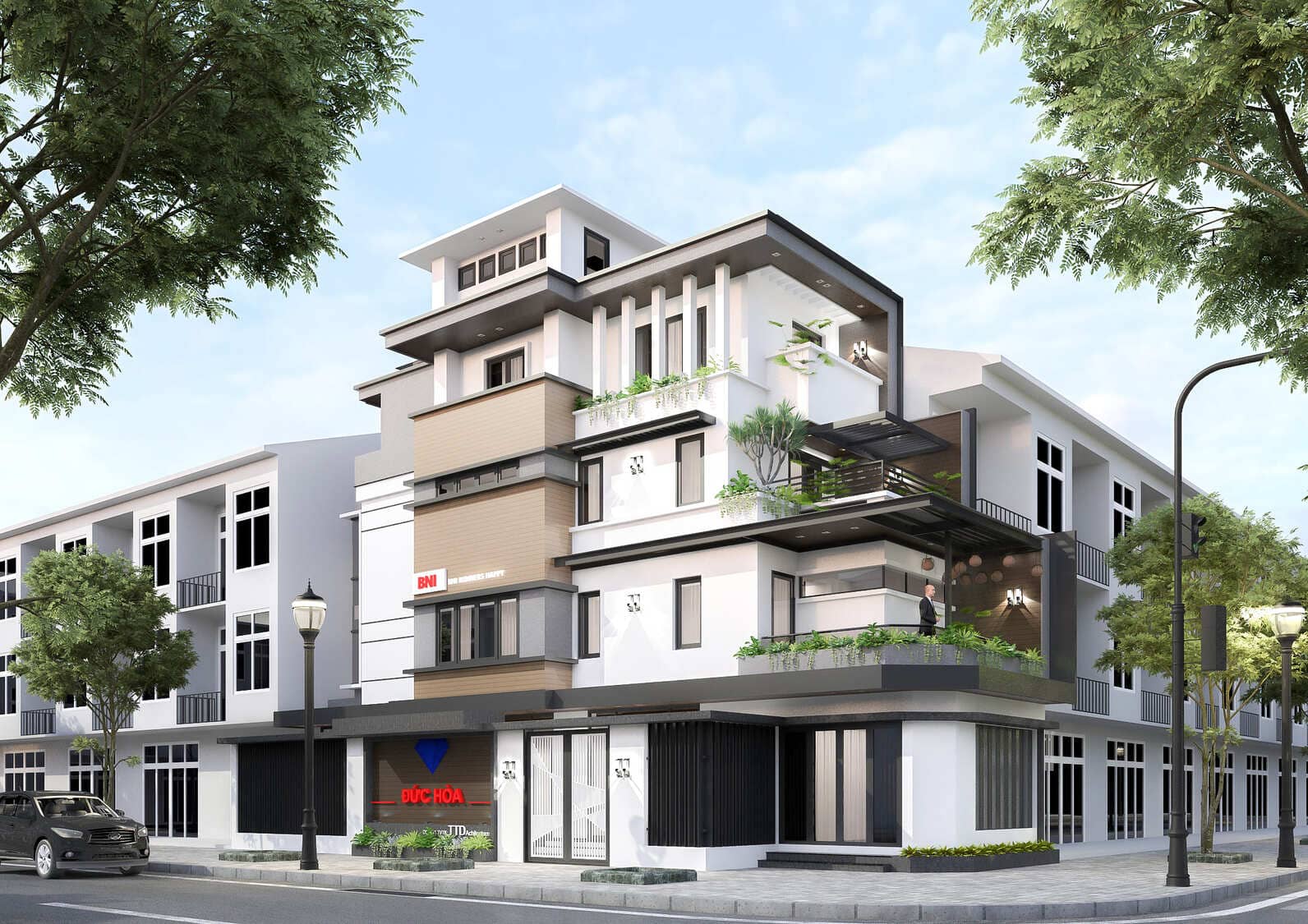 Mẫu nhà phố 5 tầng 2 mặt tiền đẹp