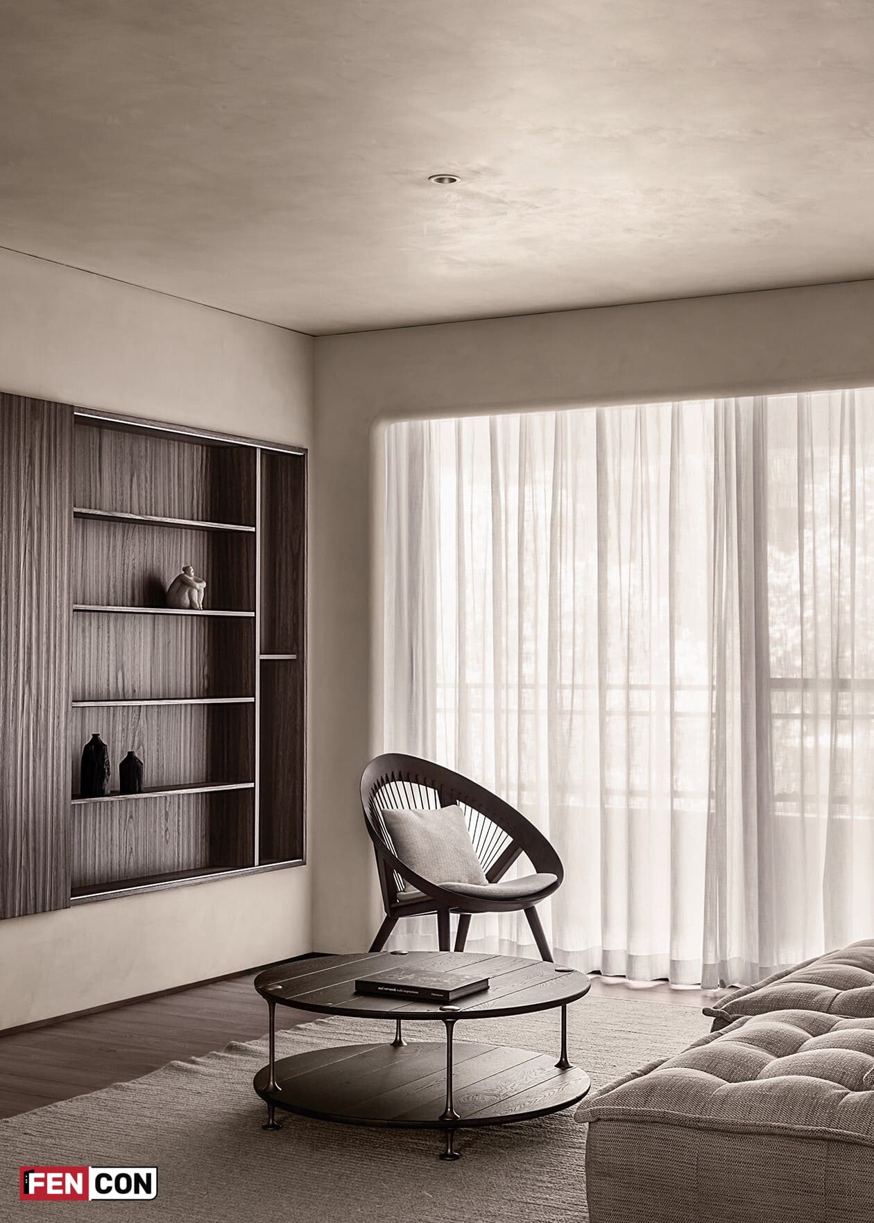 Một góc phòng khách phong cách wabi sabi
